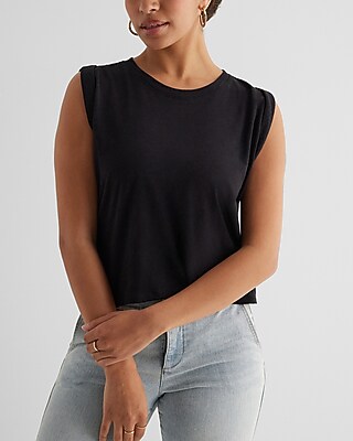 Skimming Crew Neck Muscle Tank Black Women's XS