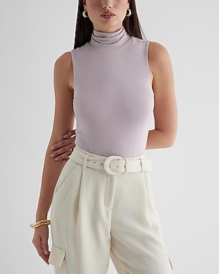 Supersoft Fitted Turtleneck Sleeveless Bodysuit Red Women's L