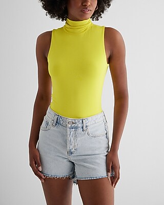 Supersoft Fitted Turtleneck Sleeveless Bodysuit Yellow Women's XL