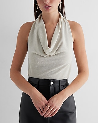 Shine Draped Cowl Halter Neck Tank Neutral Women's M