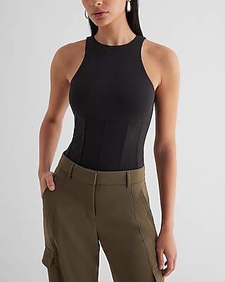 Bodycon High Compression High Neck Mesh Corset Bodysuit