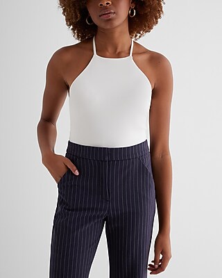 Bodycon Compression High Neck Cross Back Cami White Women's M