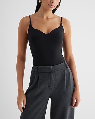 Bodycon Compression Sweetheart Neckline Bodysuit Black Women's L