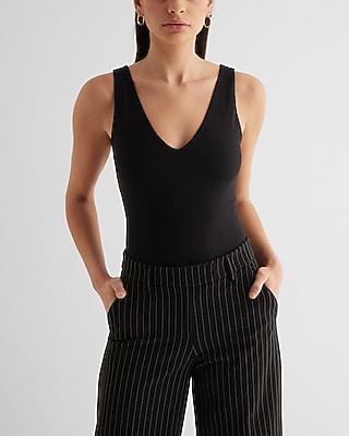 Bodycon Cotton Double V-Neck Bodysuit