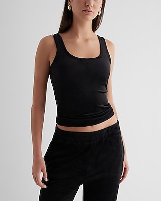 Fitted Velour Scoop Neck Tank