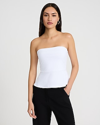 Express Women's Peplum Tube Top in White