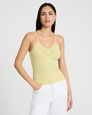 Body Contour Seamless Ribbed V-Neck Lace Cami