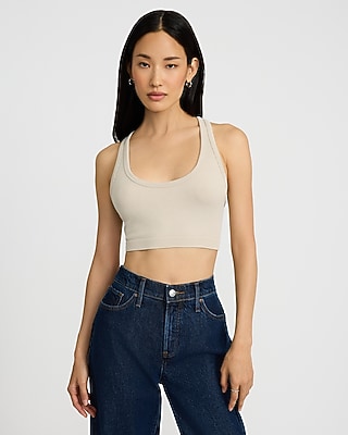 Body Contour Seamless Ribbed Racerback Washed Cropped Tank