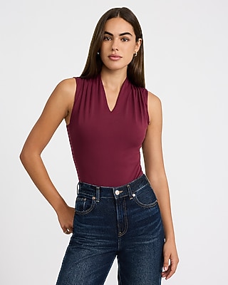Body Contour High Compression V-Neck Ruched Bodysuit