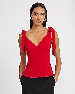 V-Neck Tie Strap Peplum Top