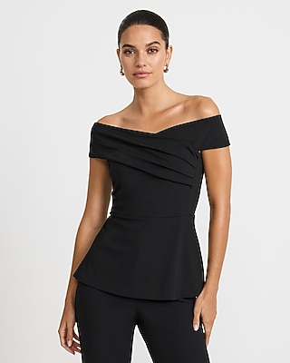 Off The Shoulder Crossover Front Peplum Top