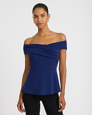 Off The Shoulder Crossover Front Peplum Top