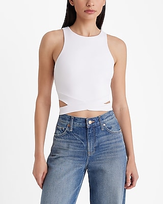 Express Body Contour High Compression High Neck Cutout Crop Top