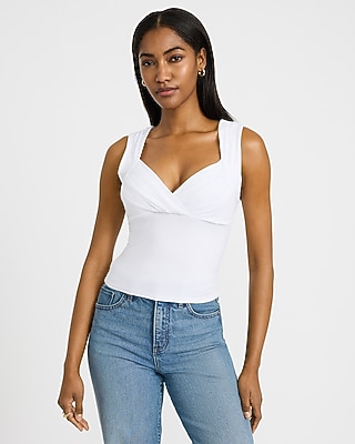 V-Neck Ruched Crossover Front Tank