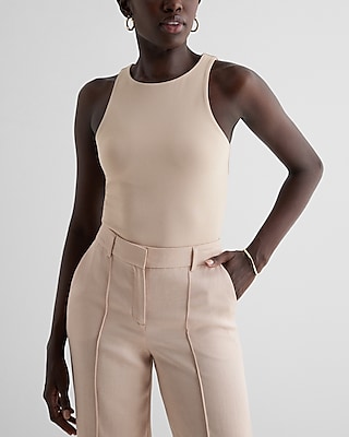 Bodycon High Compression High Neck Crop Top Neutral Women's XS