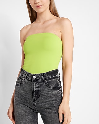 Bodycon High Compression Matte Tube Top Thong Bodysuit