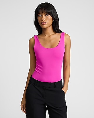 Bodycon High Compression Scoop Neck Bodysuit Pink Women's XS