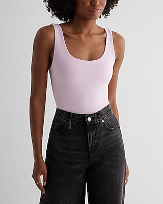 Bodycon High Compression Scoop Neck Bodysuit Pink Women's M