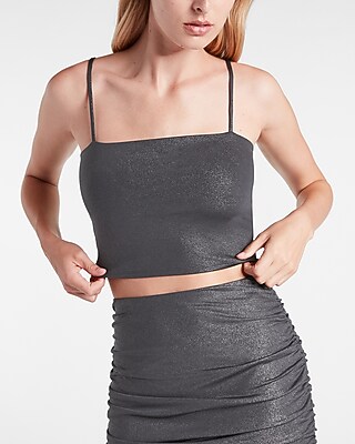 Double Layer Silky Jersey Shine Crop Top