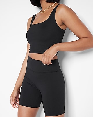 Bodycon High Compression Ribbed Square Neck Crop Top