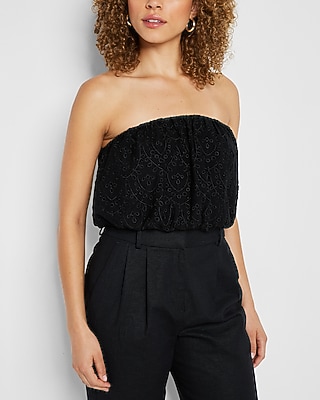Eyelet Bubble Tube Top