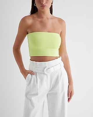 Bodycon High Compression Crop Tube Top Yellow Women's L