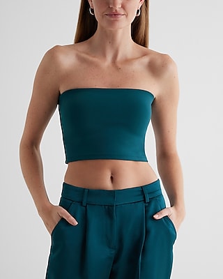 Bodycon High Compression Crop Tube Top Green Women's L