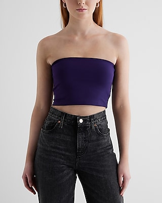 Bodycon High Compression Crop Tube Top Purple Women's M