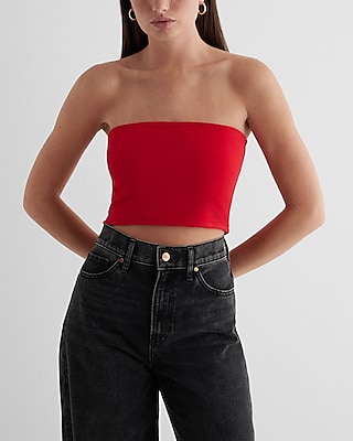 Bodycon High Compression Crop Tube Top Red Women's XL