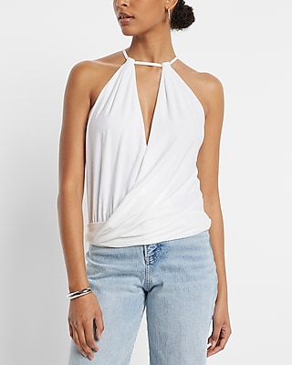 Surplice Cutout Halter Cami