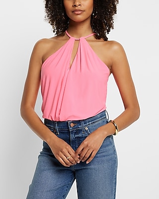 Surplice Cutout Halter Cami Pink Women's XS