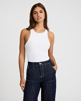 Bodycon Compression High Neck Bodysuit White Women's XL