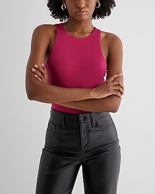 Bodycon Compression High Neck Bodysuit Pink Women's XS