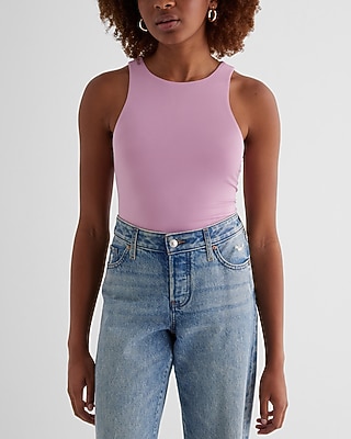 Bodycon Compression High Neck Bodysuit Purple Women's S