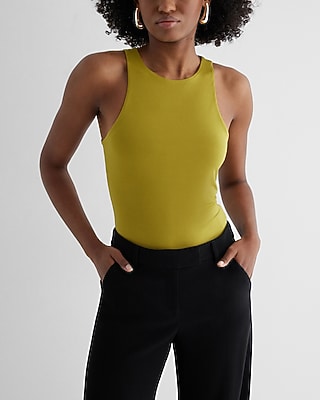 Bodycon Compression High Neck Bodysuit Green Women's L