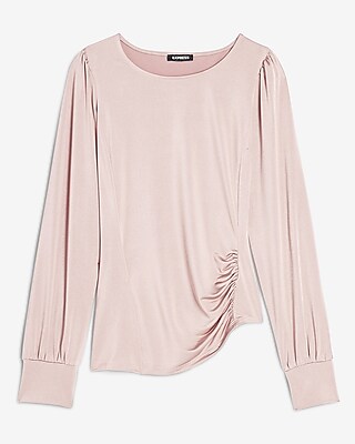 Image of Asymmetrical Ruched Side Top Pink Women's XXS