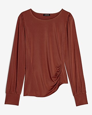 Image of Asymmetrical Ruched Side Top Orange Women's XXS