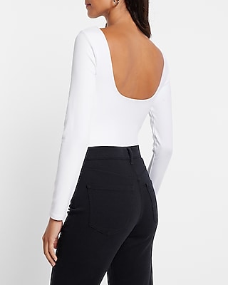 Bodycon High Compression Long Sleeve Scoop Back Bodysuit