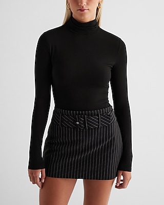 Supersoft Fitted Turtleneck Long Sleeve Bodysuit Black Women's XS