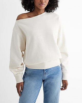 Express Relaxed Off The Shoulder Fleece Sweatshirt Women s MainPlace Mall