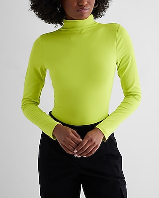 Bodycon High Compression Mock Neck Long Sleeve Bodysuit Green Women's XL