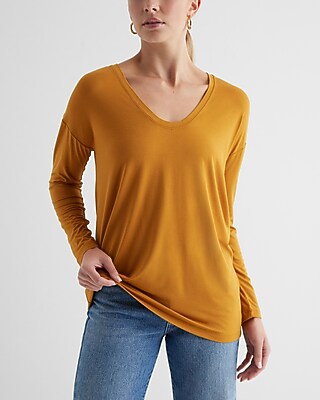 Supersoft Relaxed V-Neck Long Sleeve Tee Yellow Women's S