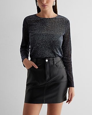 Sheer Shine Crew Neck Long Sleeve Tee