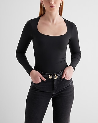 Bodycon High Compression Scoop Neck Long Sleeve Bodysuit