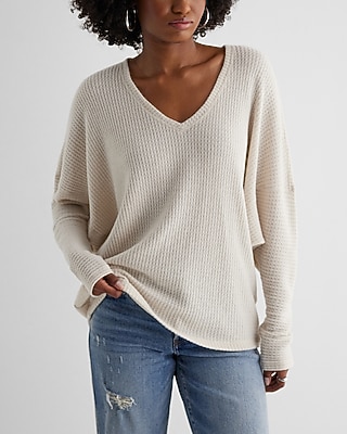 Waffle V-Neck Long Sleeve Tunic London Tee