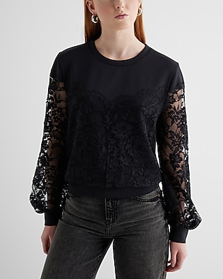 Lace Crew Neck Sweatshirt