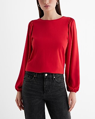 Skimming Crew Neck Puff Sleeve Top