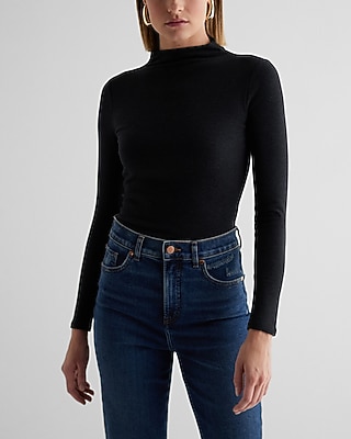 Bodycon Cozy Mock Neck Long Sleeve Tee