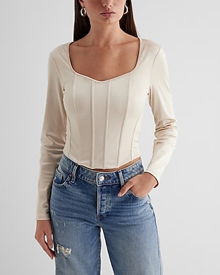 Bodycon Satin Long Sleeve Corset Top