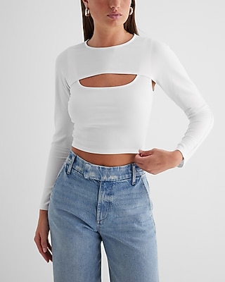 Ribbed Shrug And Square Neck Crop Top